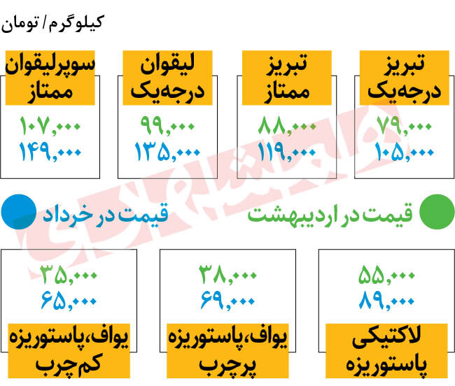 قیمت انواع پنیر صبحانه در بازار | پنیر تبریز کیلویی ۱۱۹ هزار تومان