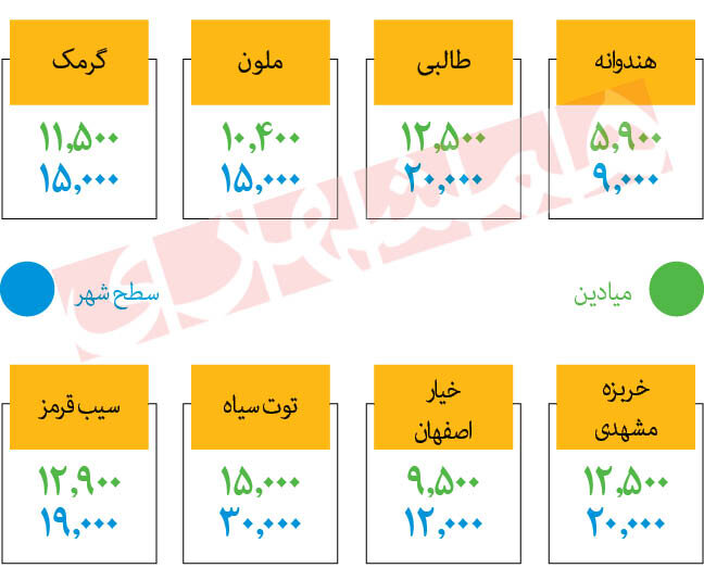  میوه‌های زیر ۱۵هزار تومان در میادین